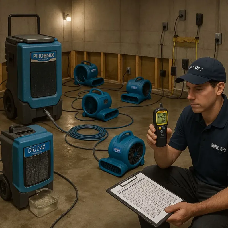 Structural Drying and Dehumidification process in Belleair Beach, FL